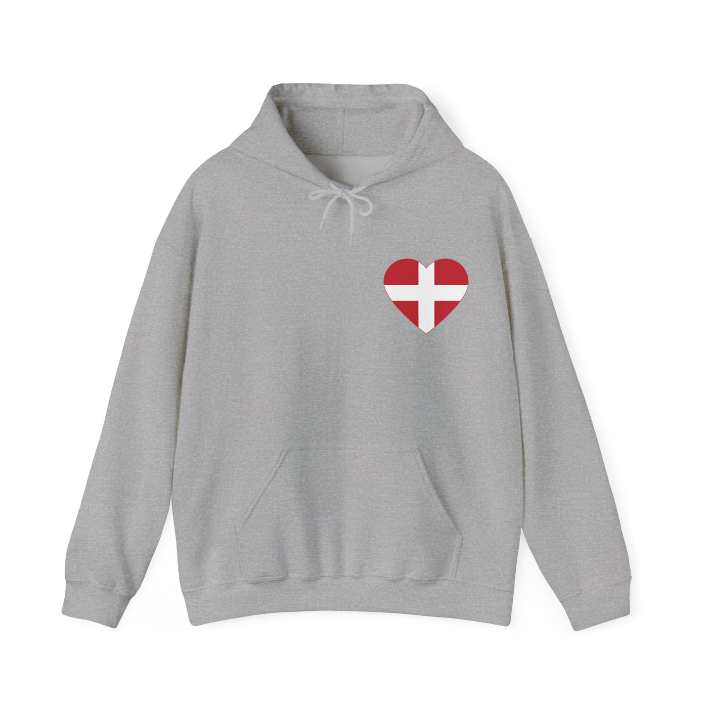 Danish Flag Heart Hooded Sweatshirt