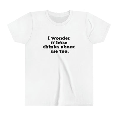 I Wonder If Lefse Thinks About Me Too Kids T-Shirt