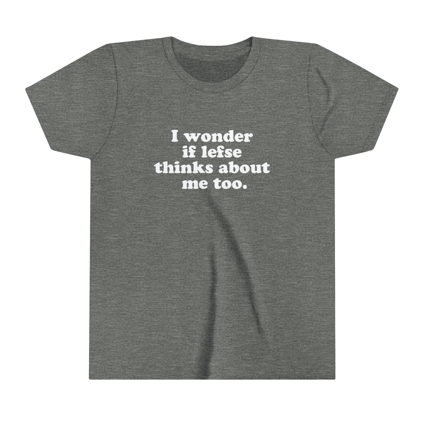 I Wonder If Lefse Thinks About Me Too Kids T-Shirt