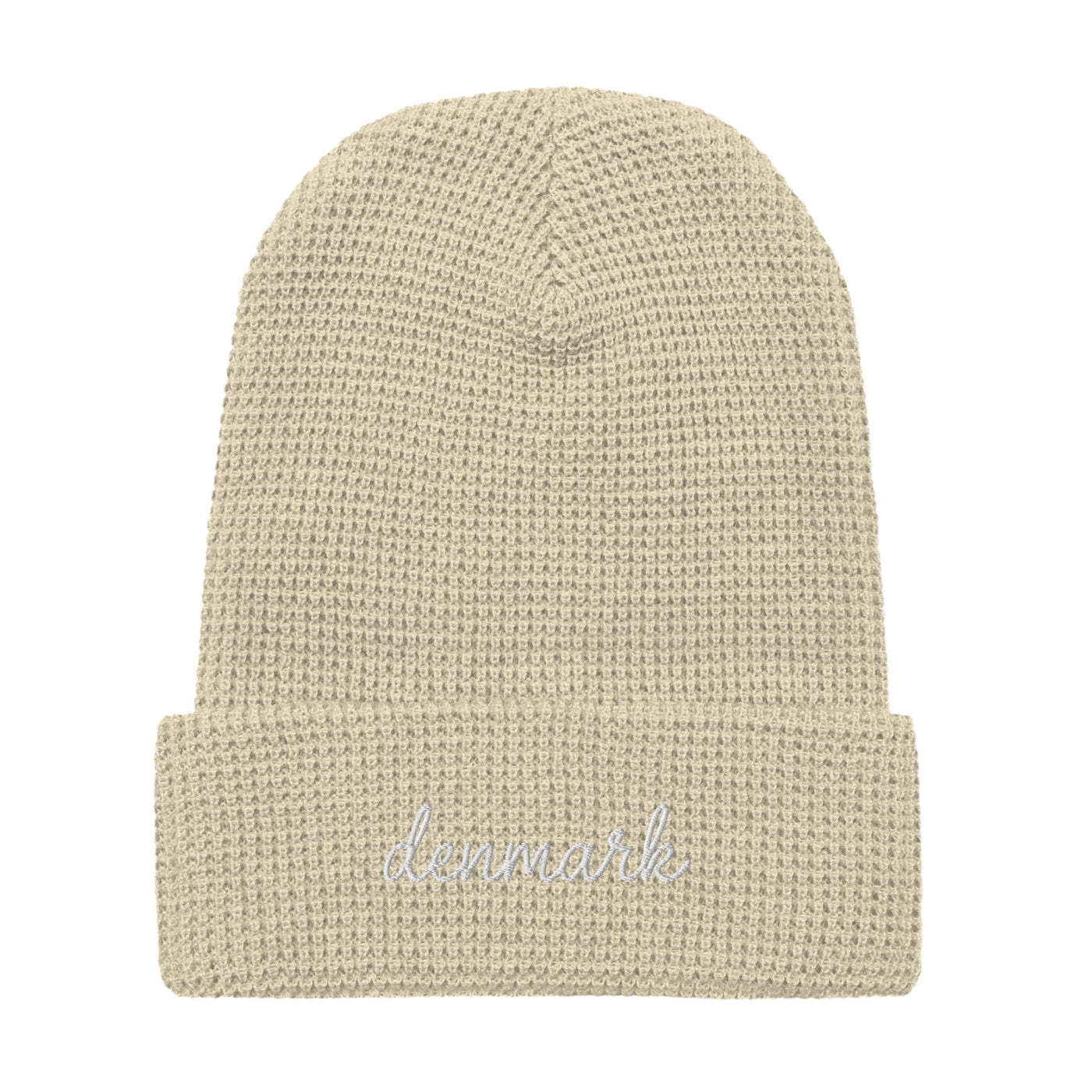 Denmark Script Waffle Knit Beanie