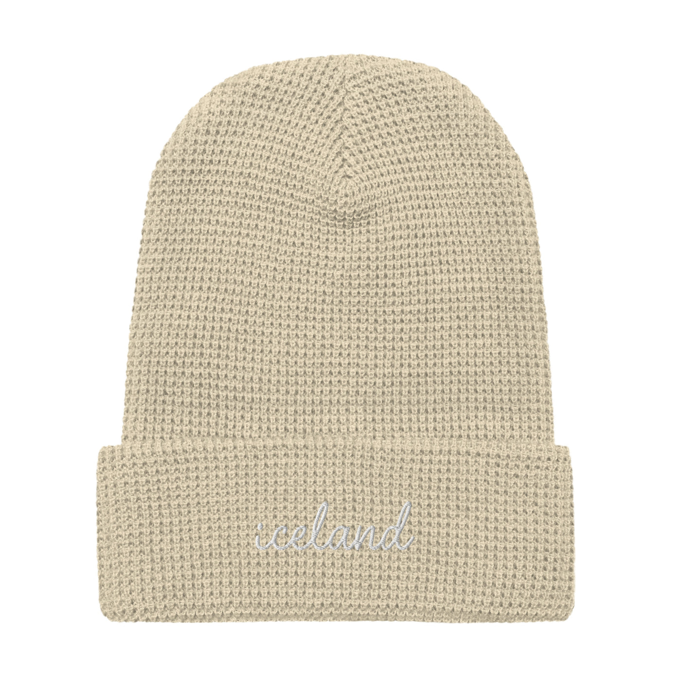 Iceland Script Waffle Knit Beanie