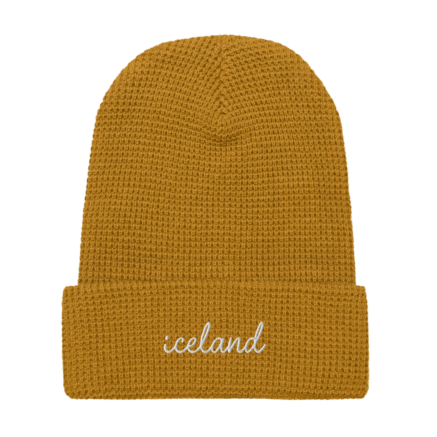 Iceland Script Waffle Knit Beanie