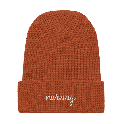 Norway Script Waffle Knit Beanie