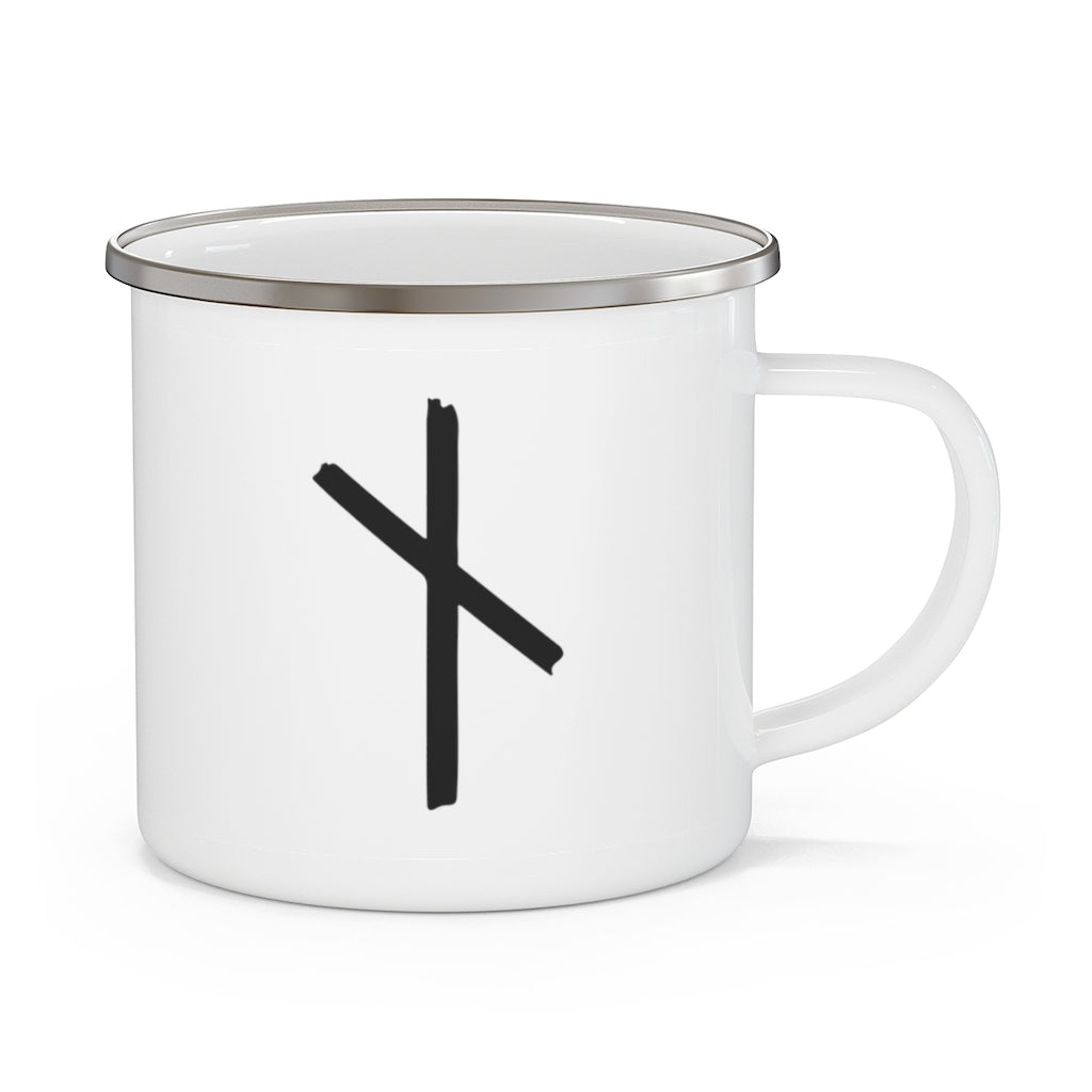Nauthiz (Need) Viking Rune Enamel Camping Mug Scandinavian Design Studio