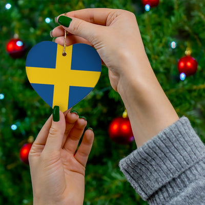 Swedish Flag Heart Ornament Scandinavian Design Studio
