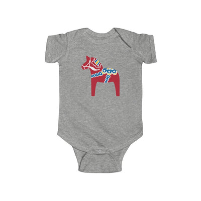 Traditional Dala Horse Baby Bodysuit Scandinavian Design Studio