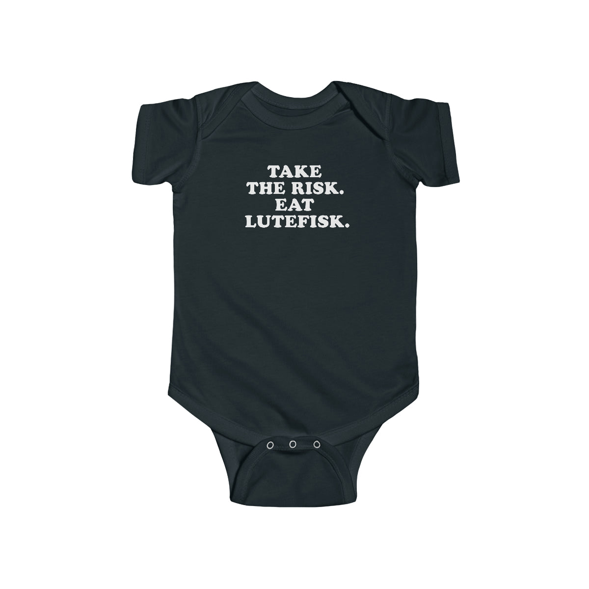 Take The Risk Eat Lutefisk Baby Bodysuit Scandinavian Design Studio