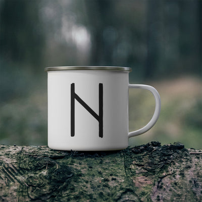 Hagalaz (Force Of Nature) Viking Rune Enamel Camping Mug Scandinavian Design Studio