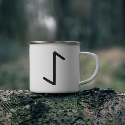 Eihwaz (Yew Tree) Viking Rune Enamel Camping Mug Scandinavian Design Studio