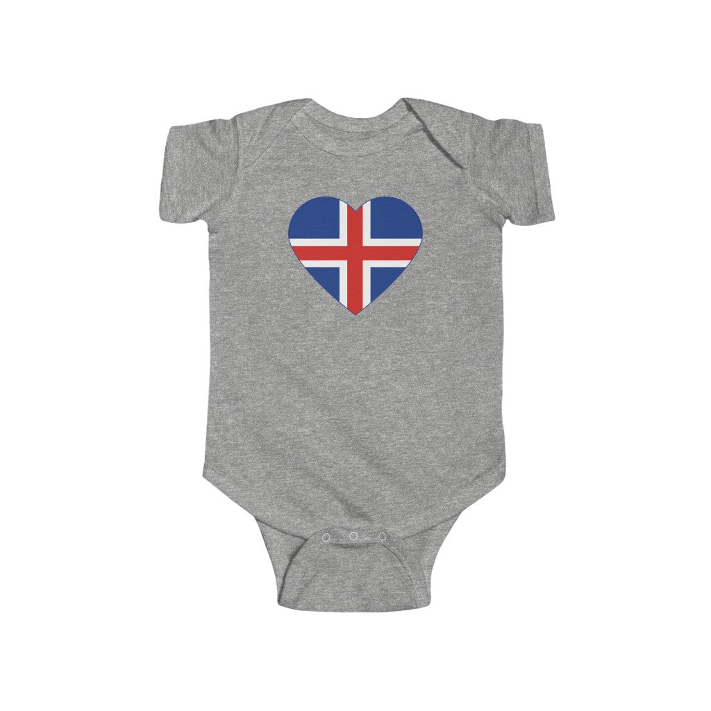 Icelandic Flag Heart Baby Bodysuit Scandinavian Design Studio