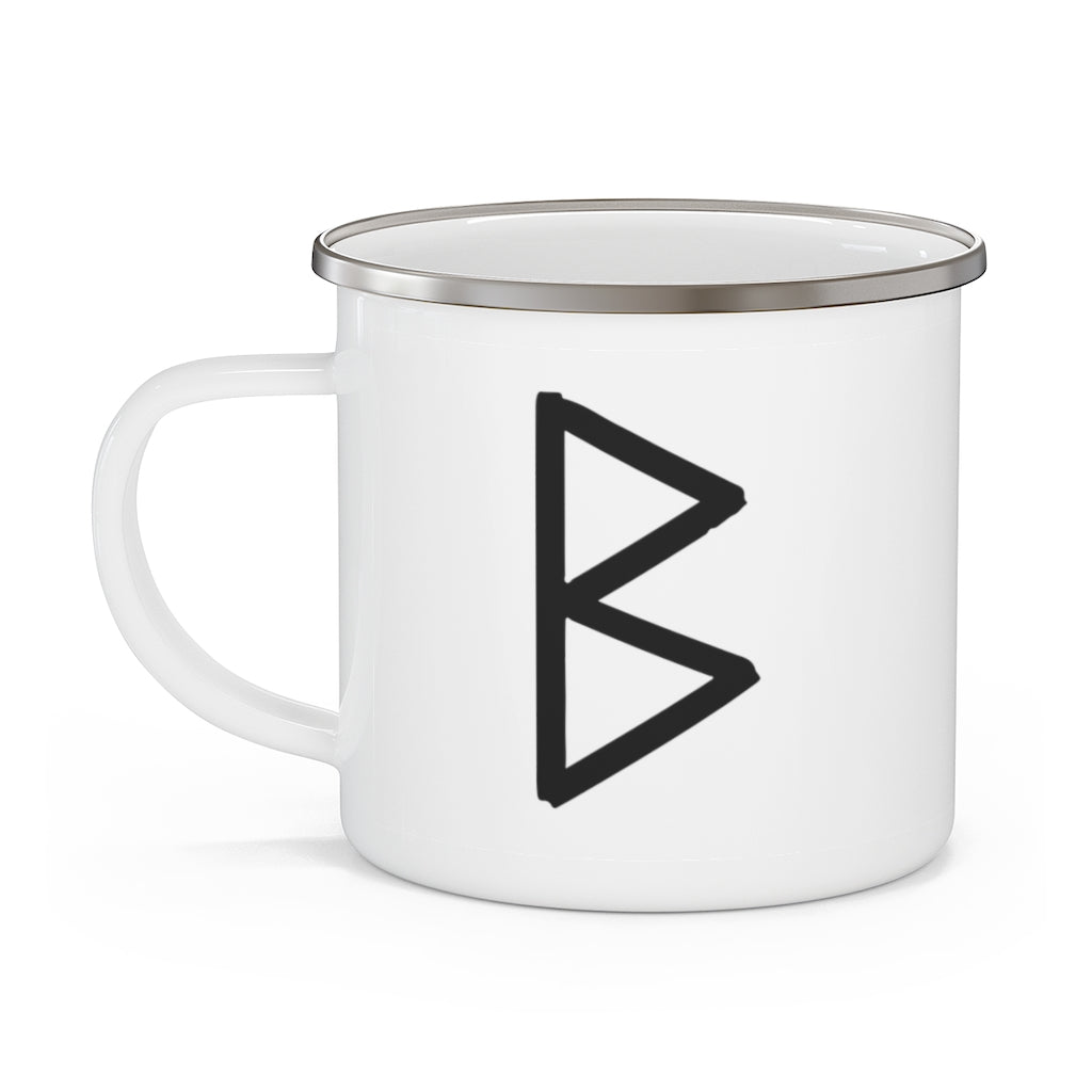 Berkana (Birch Tree) Viking Rune Enamel Camping Mug Scandinavian Design Studio