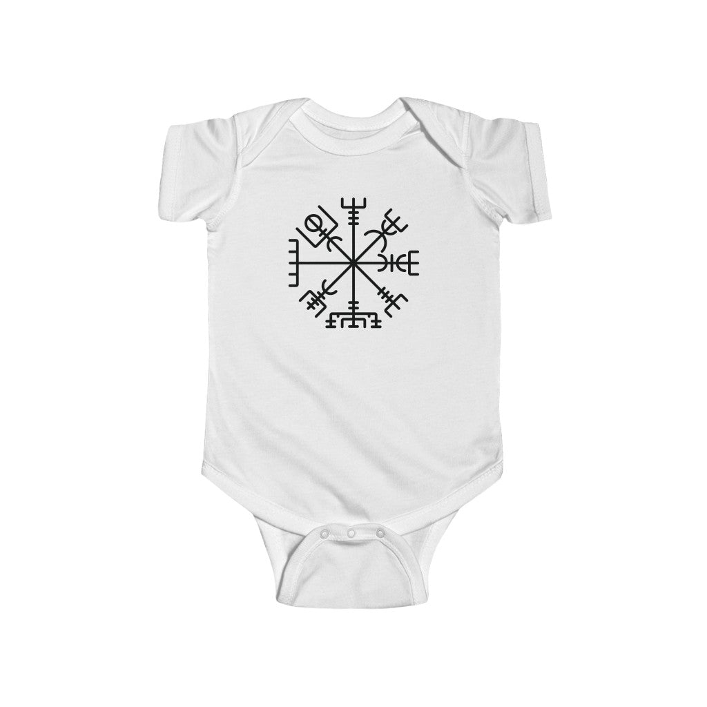 Vegvisir Viking Compass Baby Bodysuit Scandinavian Design Studio