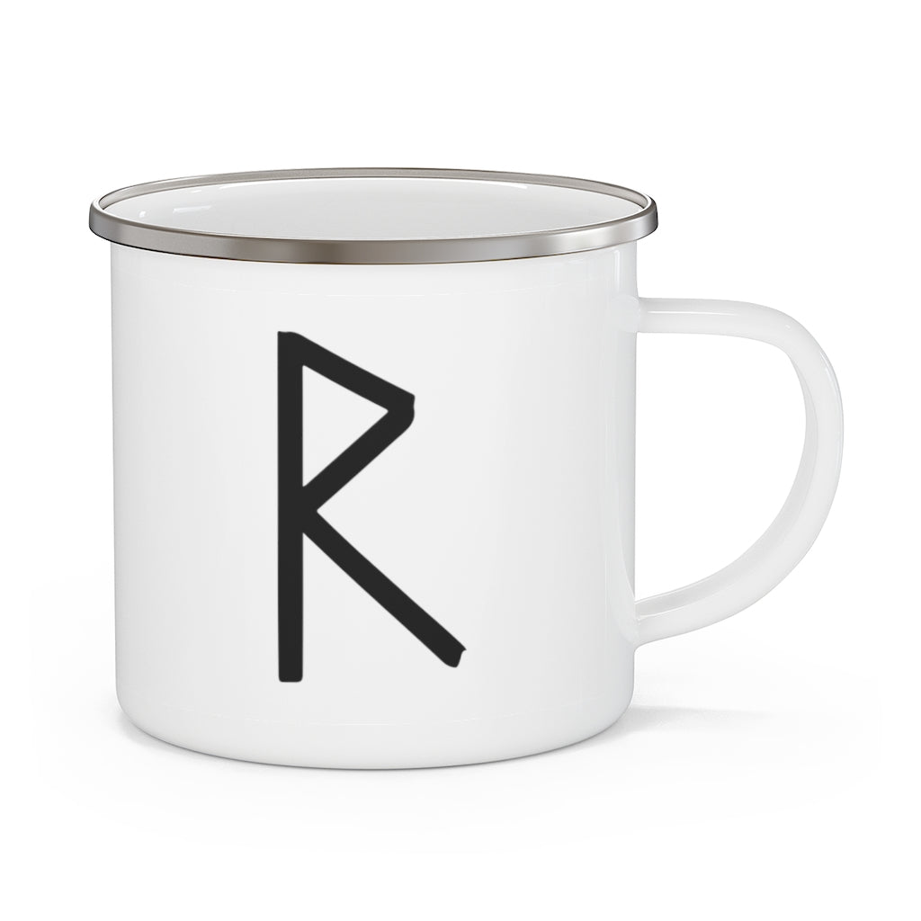 Raidho (Journey) Viking Rune Enamel Camping Mug Scandinavian Design Studio