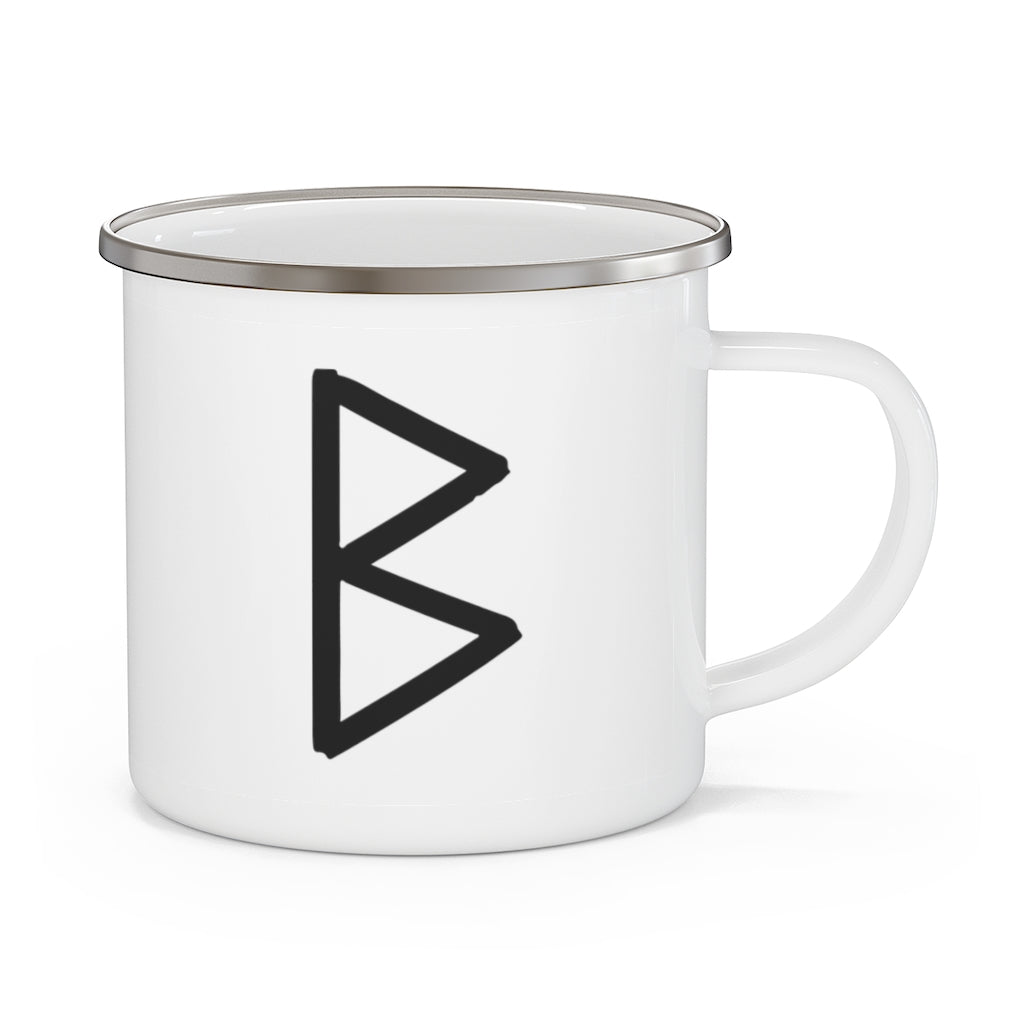 Berkana (Birch Tree) Viking Rune Enamel Camping Mug Scandinavian Design Studio