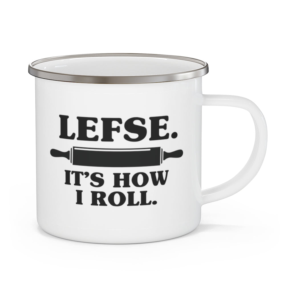 Lefse It's How I Roll Enamel Camping Mug Scandinavian Design Studio