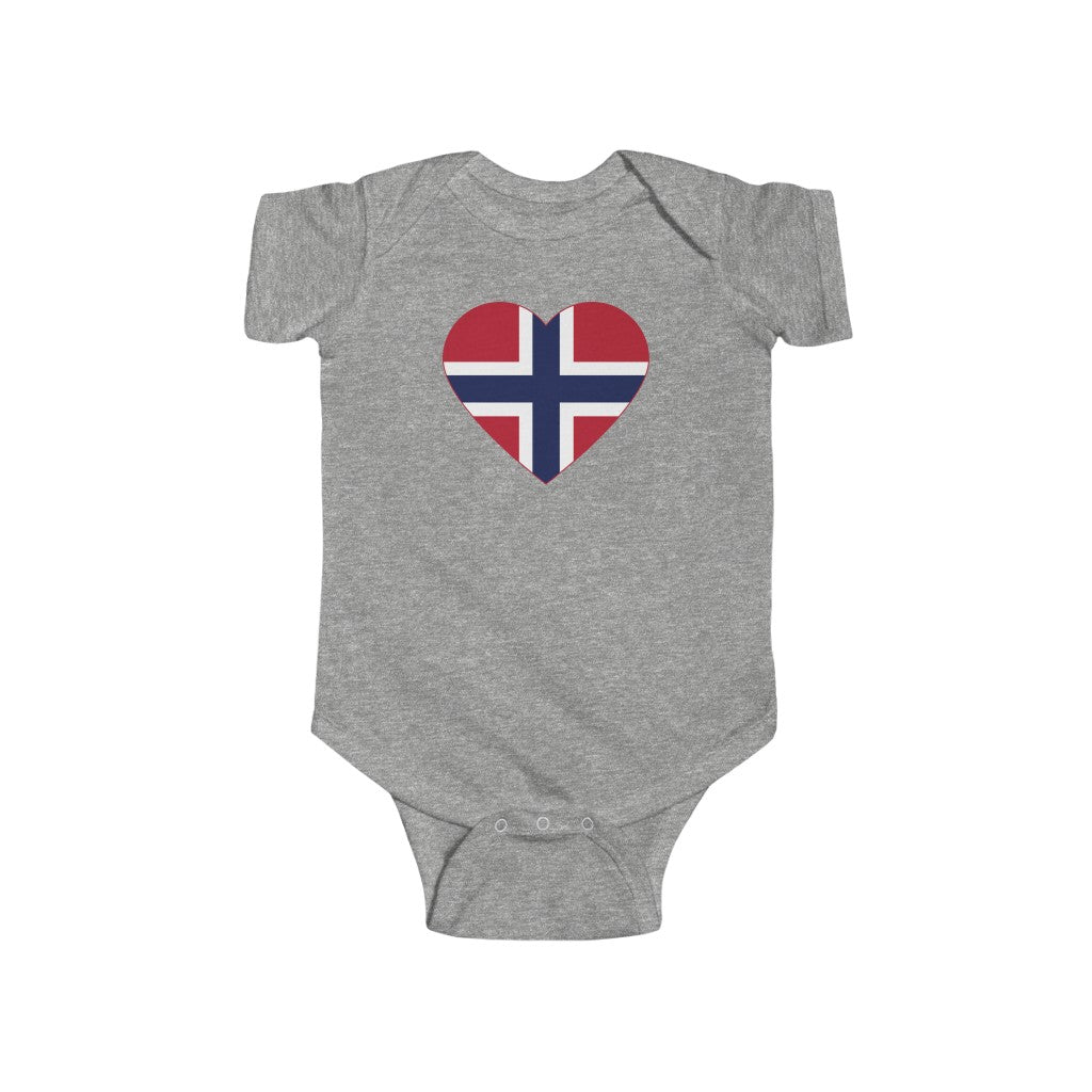 Norwegian Flag Heart Baby Bodysuit Scandinavian Design Studio