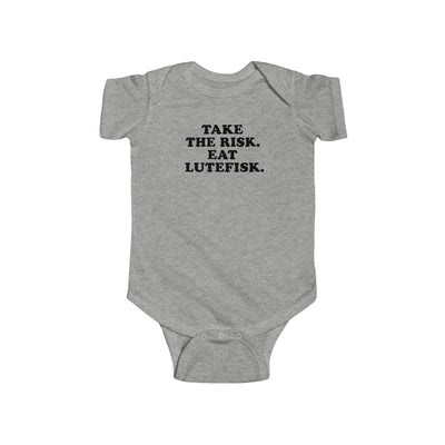 Take The Risk Eat Lutefisk Baby Bodysuit Scandinavian Design Studio