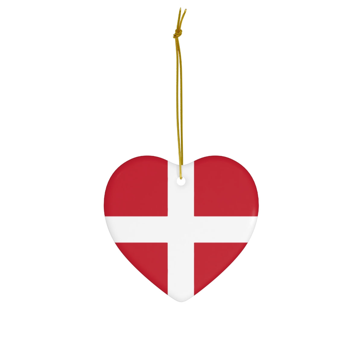 Danish Flag Heart Ornament Scandinavian Design Studio