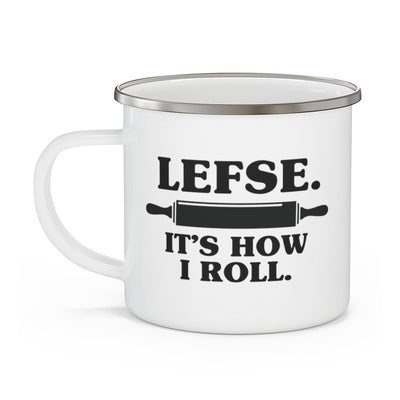 Lefse It's How I Roll Enamel Camping Mug Scandinavian Design Studio