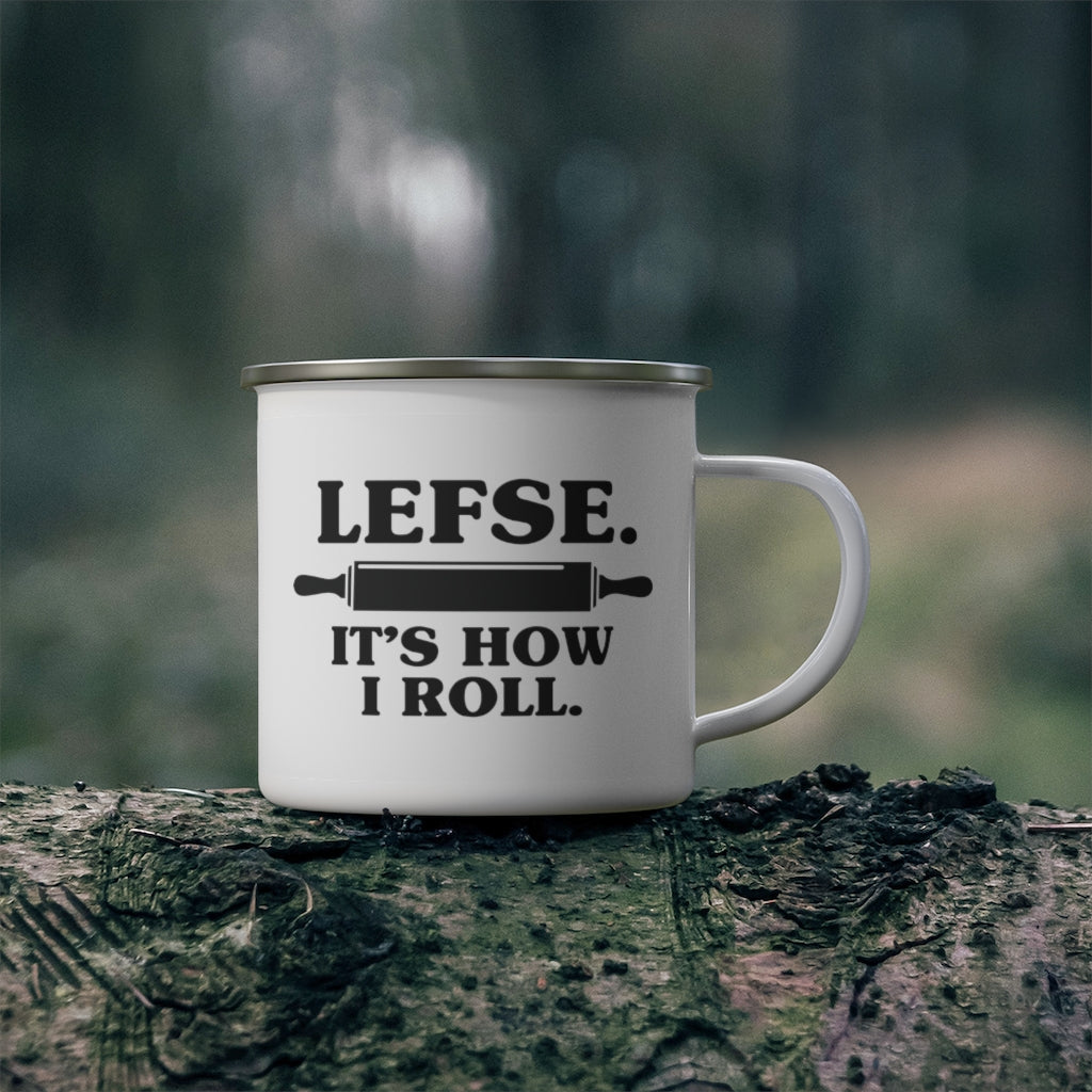 Lefse It's How I Roll Enamel Camping Mug Scandinavian Design Studio