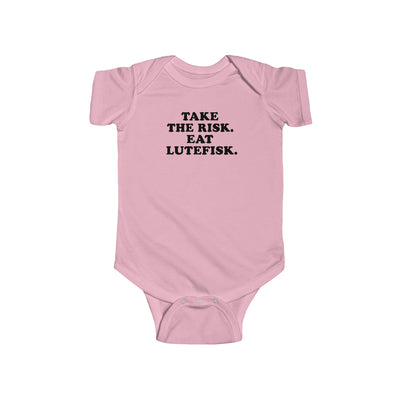 Take The Risk Eat Lutefisk Baby Bodysuit Scandinavian Design Studio