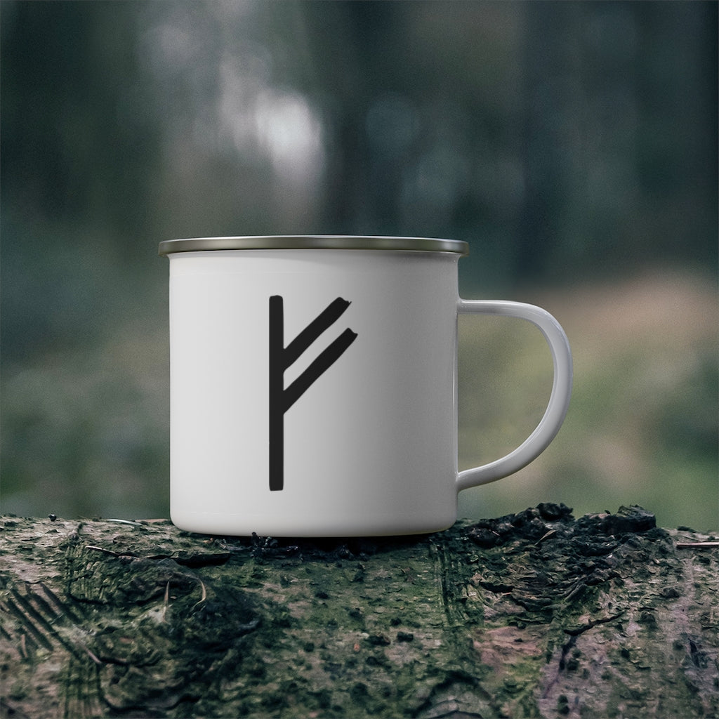 Fehu (Wealth) Viking Rune Enamel Camping Mug Scandinavian Design Studio