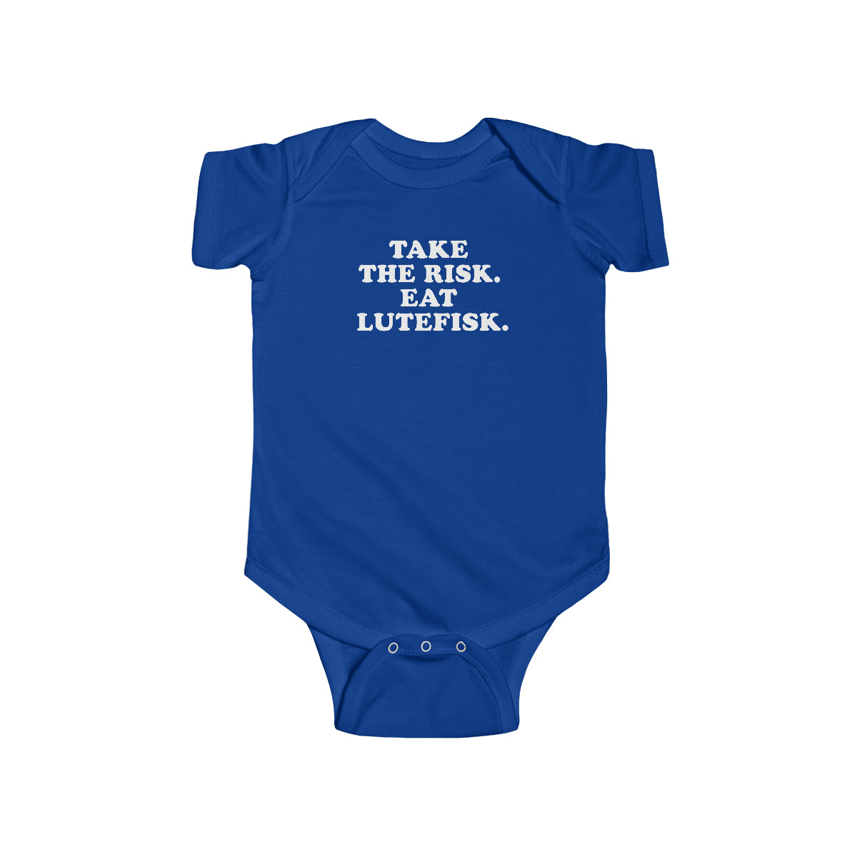 Take The Risk Eat Lutefisk Baby Bodysuit Scandinavian Design Studio