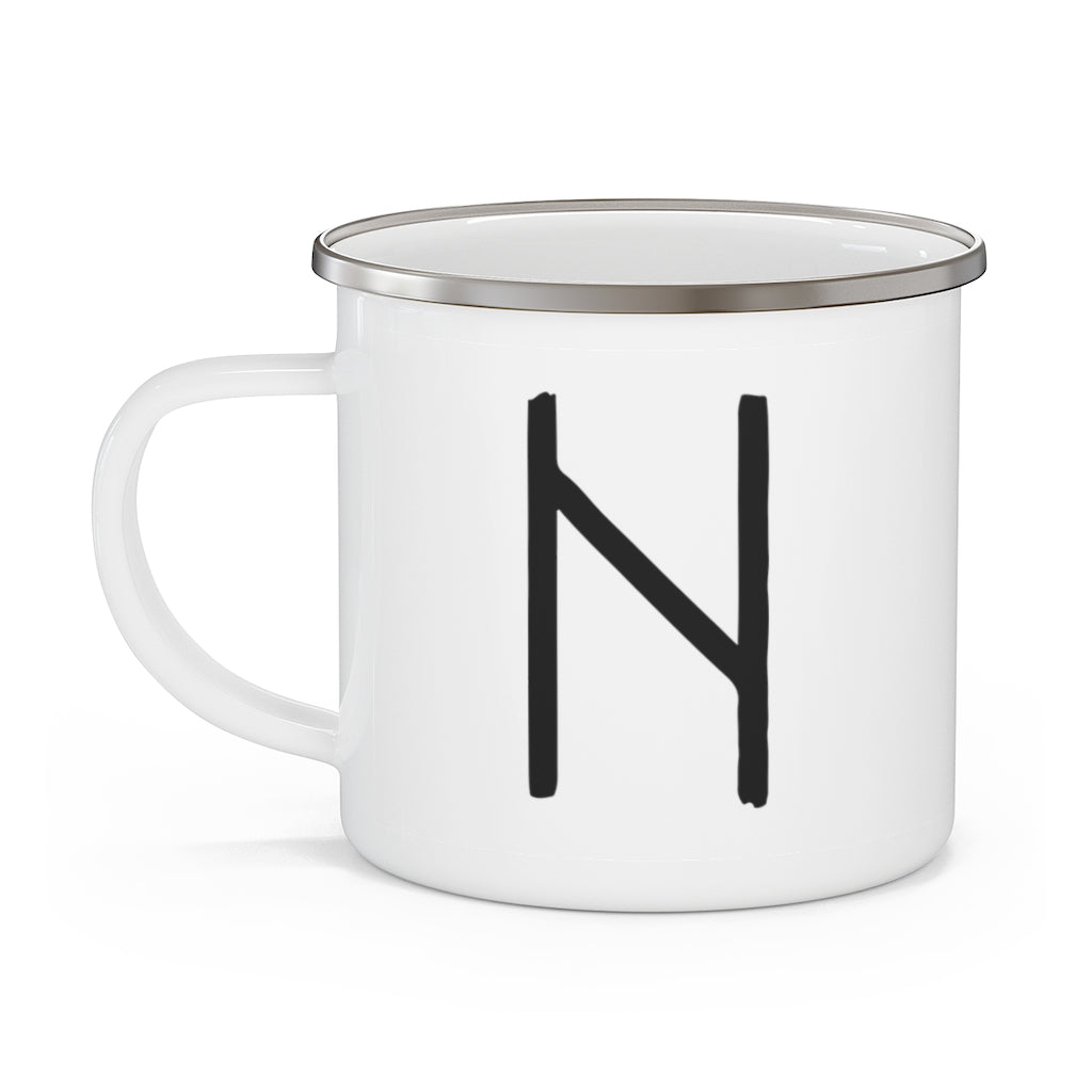 Hagalaz (Force Of Nature) Viking Rune Enamel Camping Mug Scandinavian Design Studio