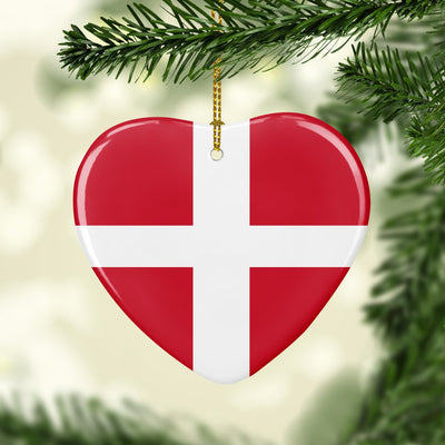 Danish Flag Heart Ornament Scandinavian Design Studio