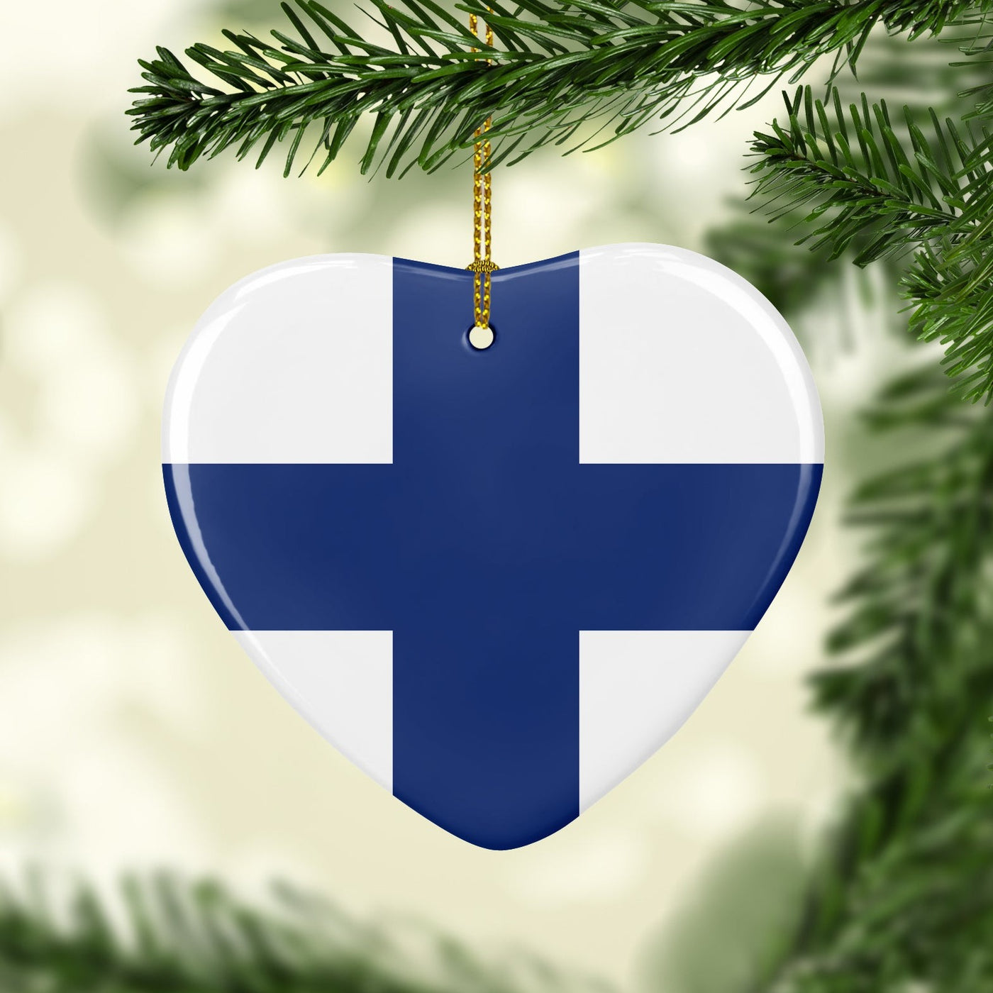 Finnish Flag Heart Ornament Scandinavian Design Studio