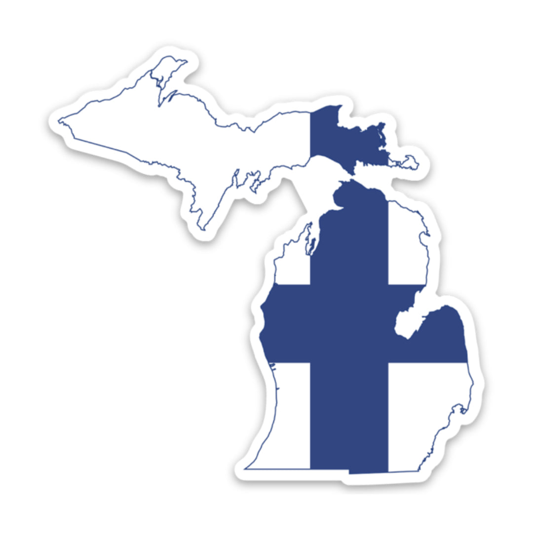Michigan Finnish Flag Sticker Scandinavian Design Studio