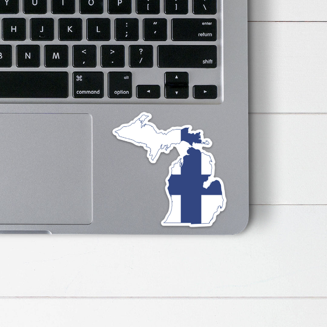 Michigan Finnish Flag Sticker Scandinavian Design Studio