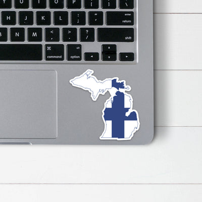 Michigan Finnish Flag Sticker Scandinavian Design Studio
