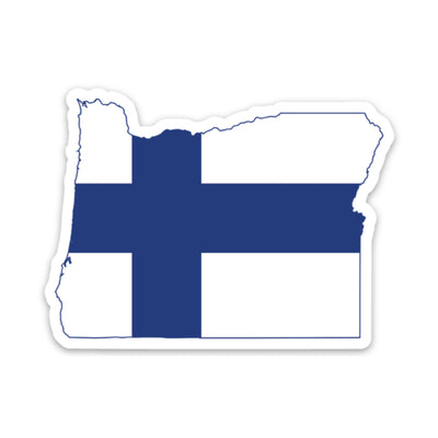 Oregon Finnish Flag Sticker Scandinavian Design Studio