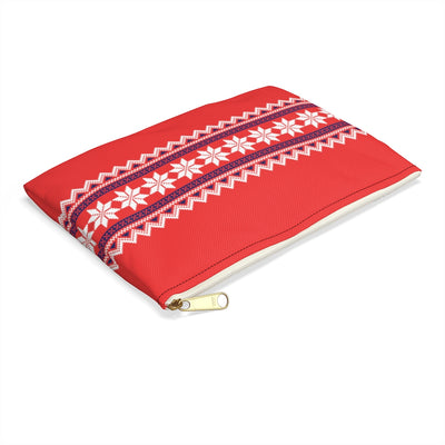 Red Nordic Sweater Accessory Pouch - Scandinavian Design Studio