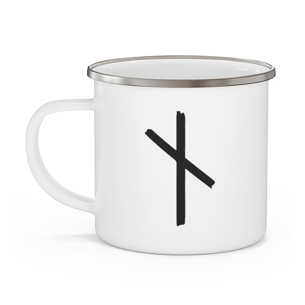 Nauthiz (Need) Viking Rune Enamel Camping Mug Scandinavian Design Studio