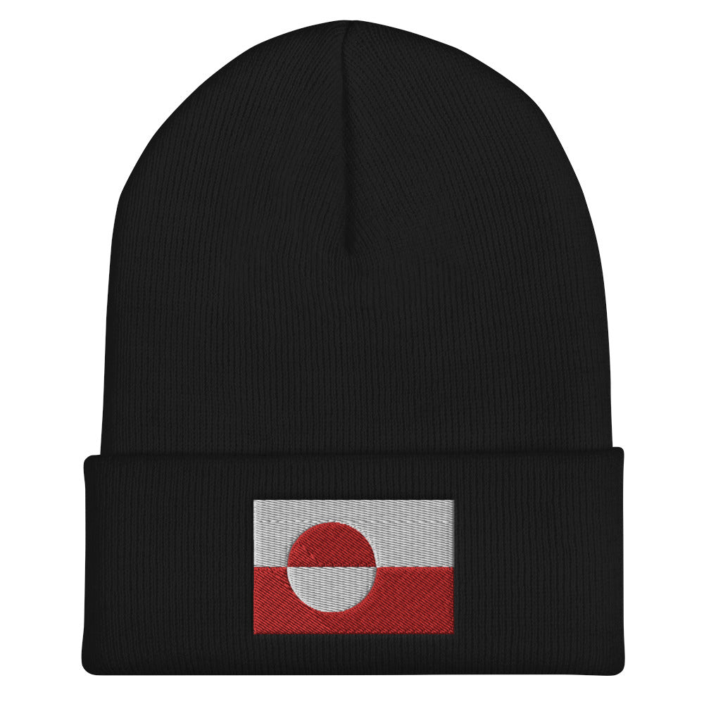 Greenlandic Flag Embroidered Beanie Scandinavian Design Studio