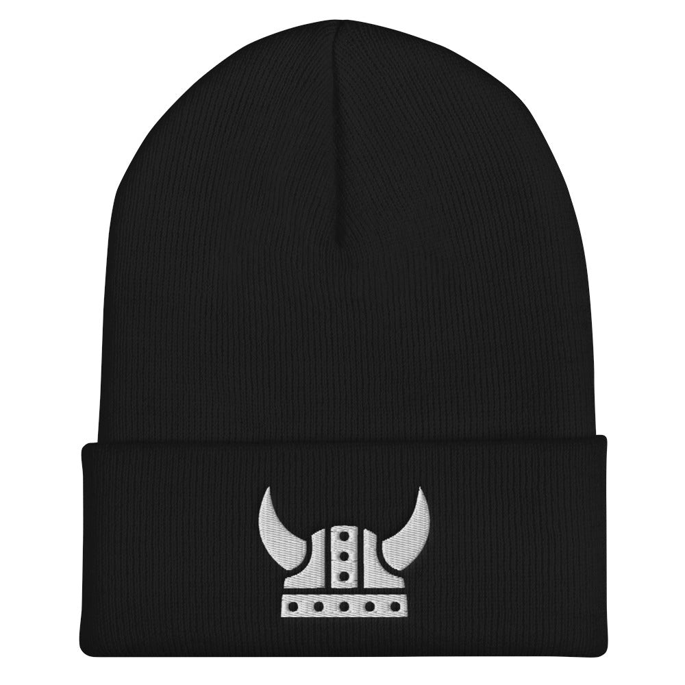Viking Helmet Embroidered Beanie Scandinavian Design Studio
