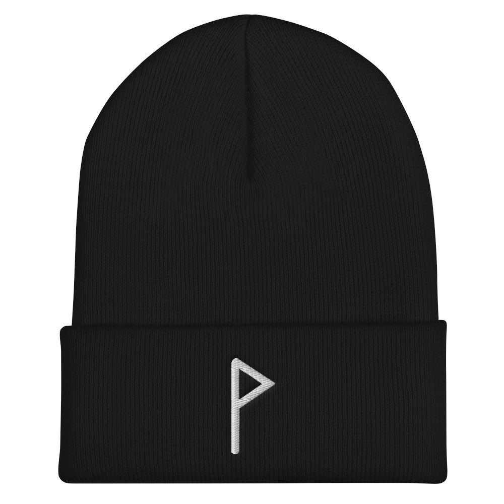 Wunjo (Joy) Viking Rune Embroidered Beanie Scandinavian Design Studio