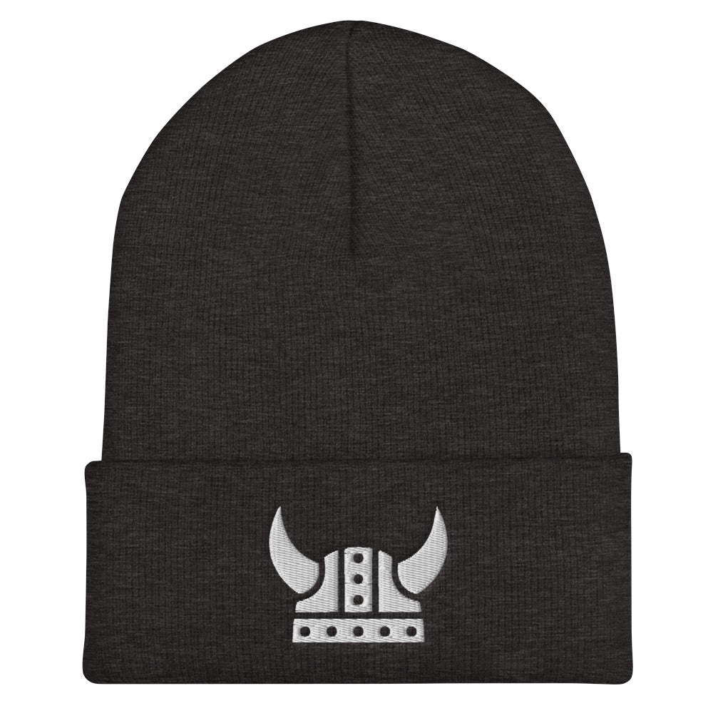 Viking Helmet Embroidered Beanie Scandinavian Design Studio