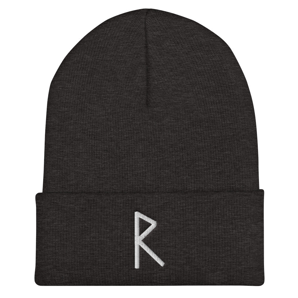 Raidho (Journey) Viking Rune Embroidered Beanie Scandinavian Design Studio