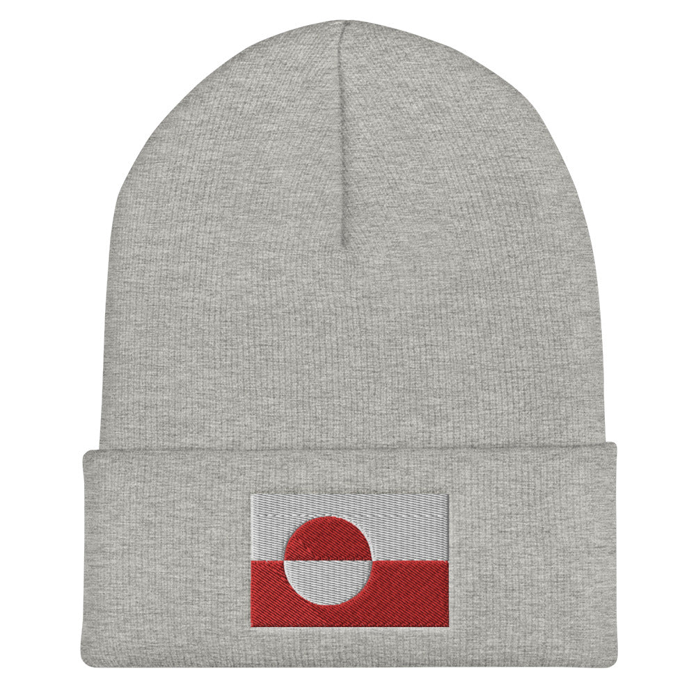Greenlandic Flag Embroidered Beanie Scandinavian Design Studio