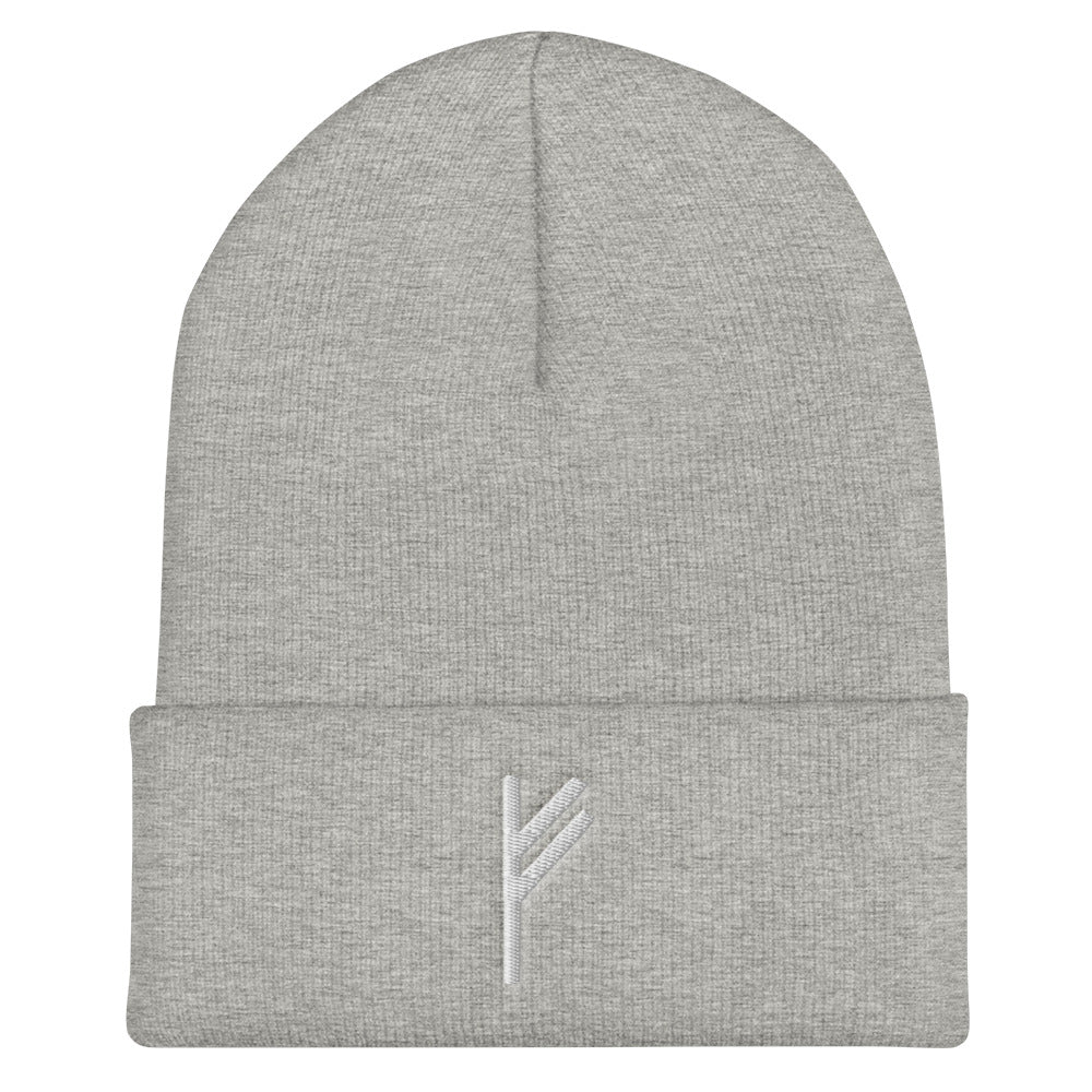 Fehu (Wealth) Viking Rune Embroidered Beanie Scandinavian Design Studio