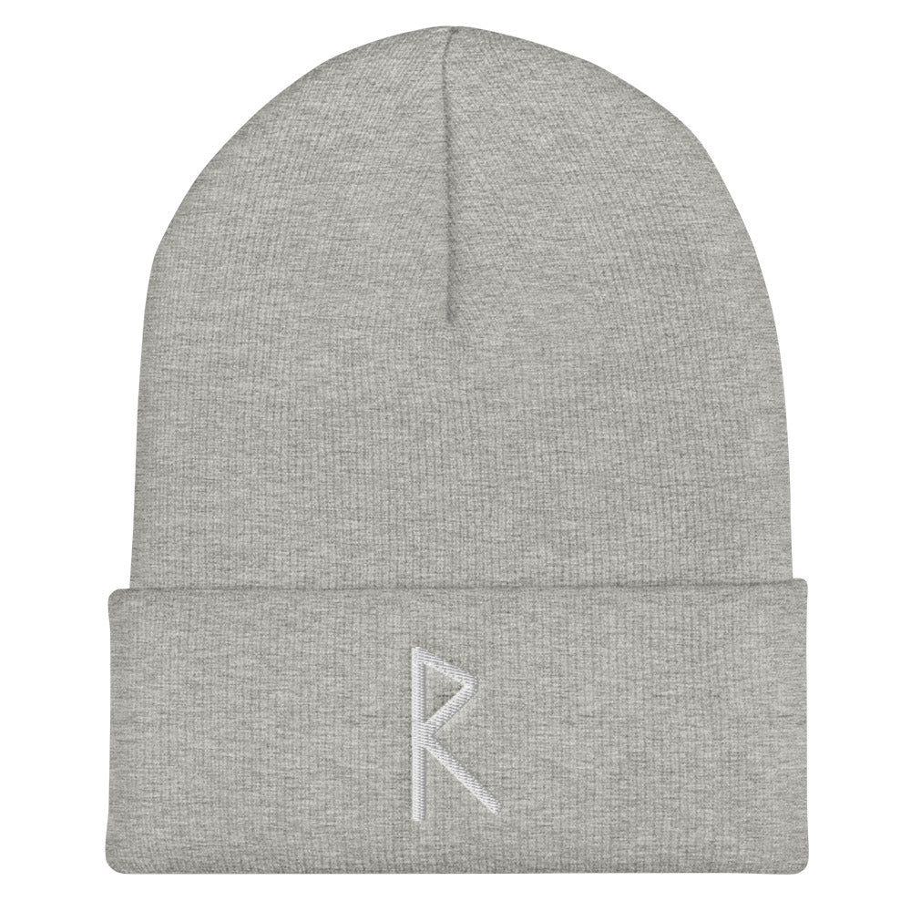 Raidho (Journey) Viking Rune Embroidered Beanie Scandinavian Design Studio