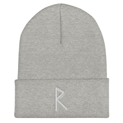 Raidho (Journey) Viking Rune Embroidered Beanie Scandinavian Design Studio