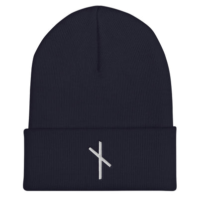 Nauthiz (Need) Viking Rune Embroidered Beanie Scandinavian Design Studio