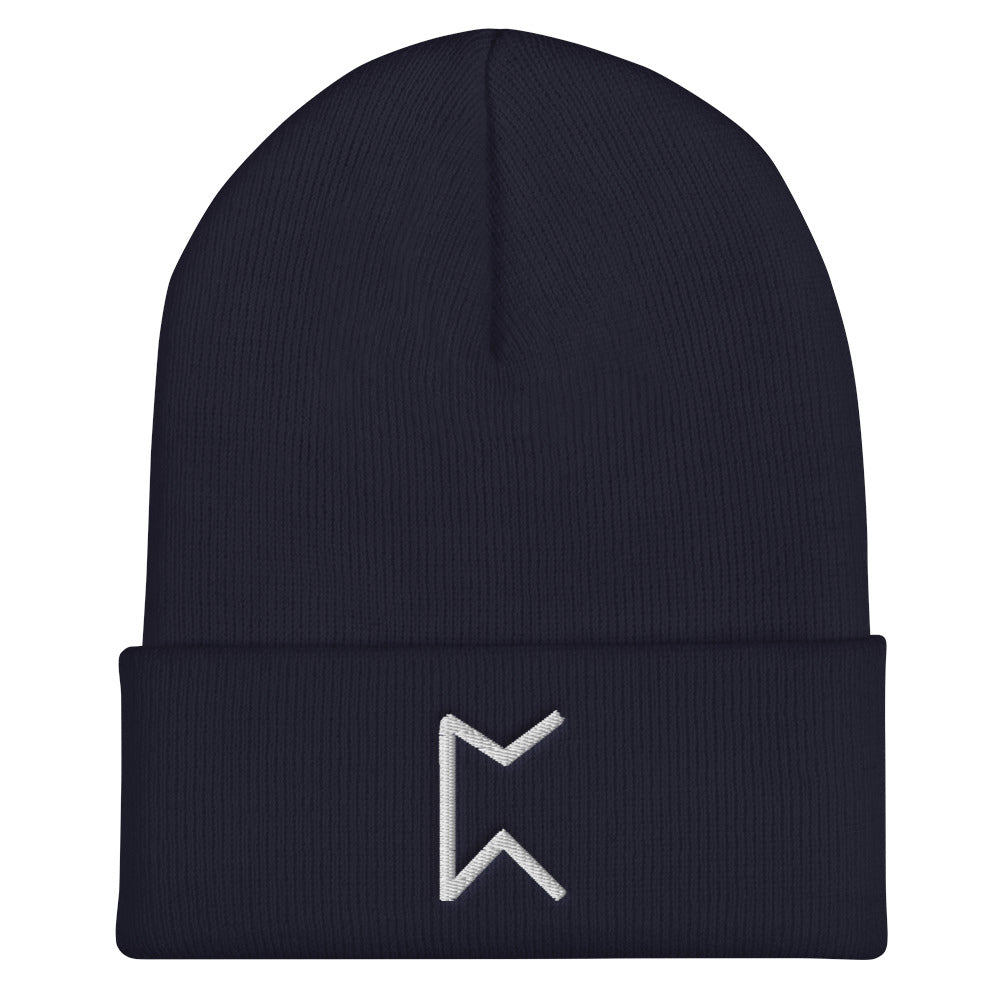 Perthro (Chance) Viking Rune Embroidered Beanie Scandinavian Design Studio