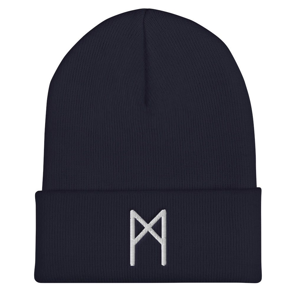 Mannaz (Mankind) Viking Rune Embroidered Beanie Scandinavian Design Studio