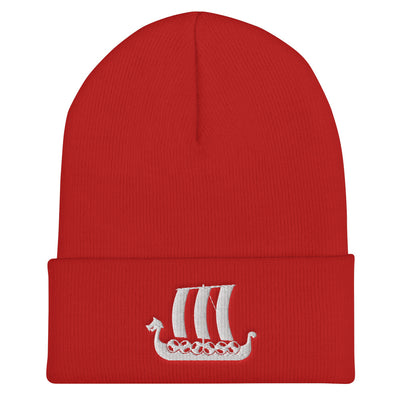 Viking Ship Embroidered Beanie Scandinavian Design Studio