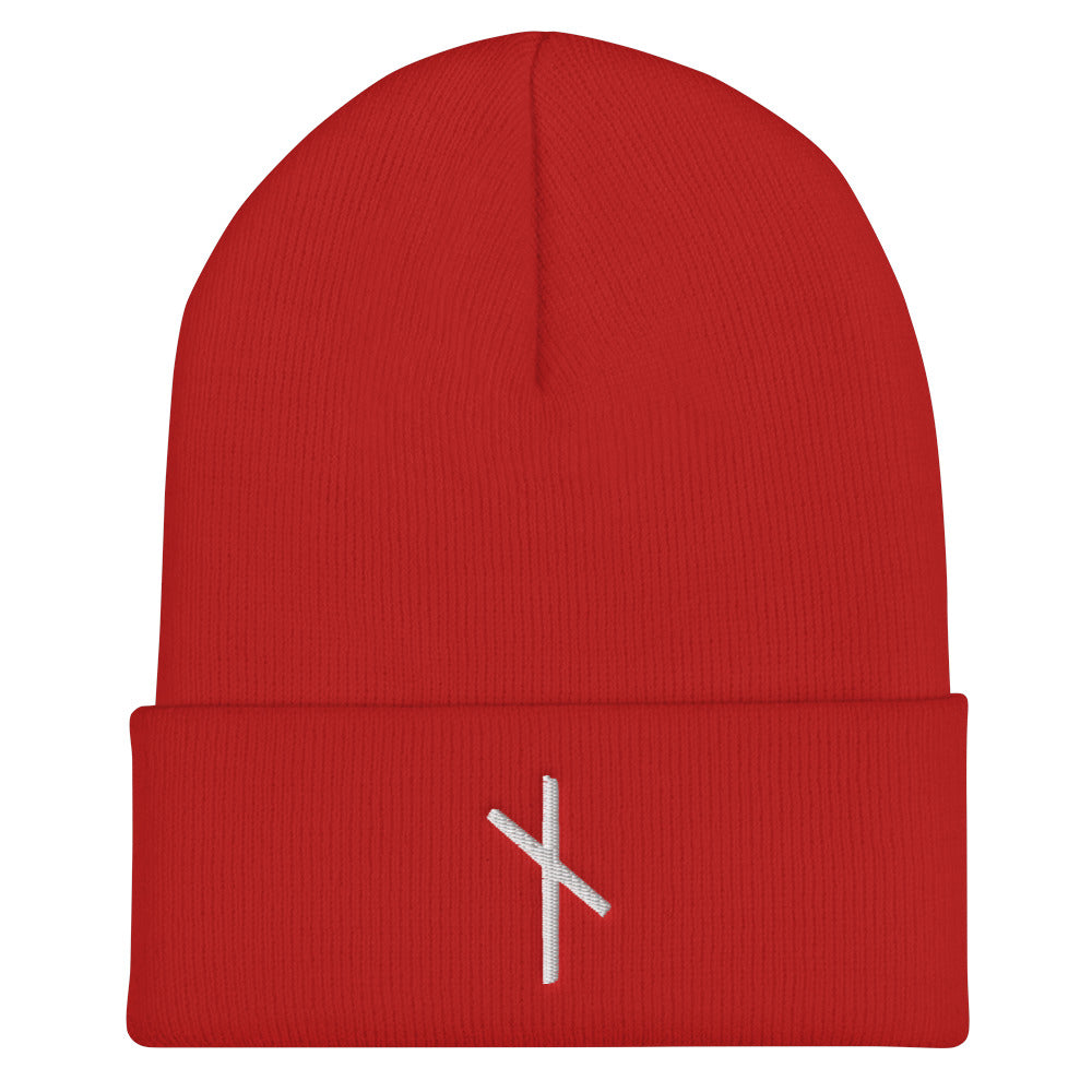 Nauthiz (Need) Viking Rune Embroidered Beanie Scandinavian Design Studio